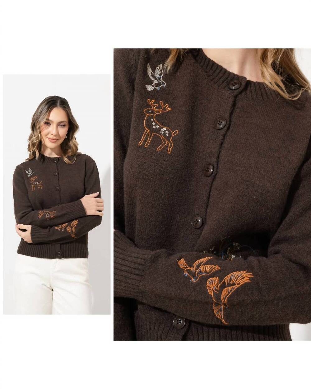 NEW BLU PEPPER deep in the woods cardigan in chocolate